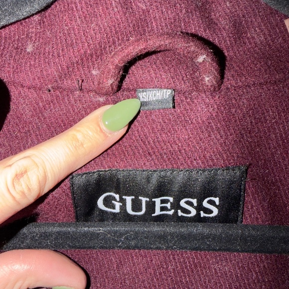 Chic burgundy Guess Burgundy vintage antique 90s super cute womens Jacket with F - Picture 7 of 7